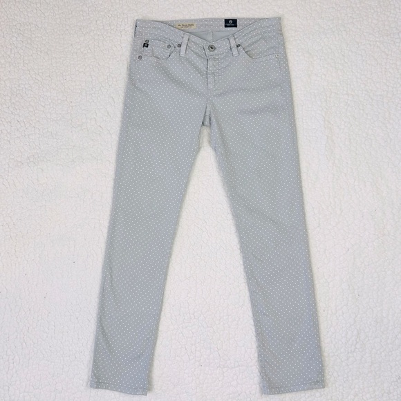 AG Adriano Goldschmied The Stevie Ankle Jeans Women's Light Gray Polka Dot  26R - Picture 1 of 6
